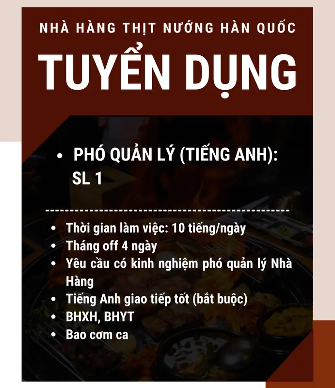 PHÓ QUẢN LÝ NHÀ HÀNG (TIẾNG ANH)