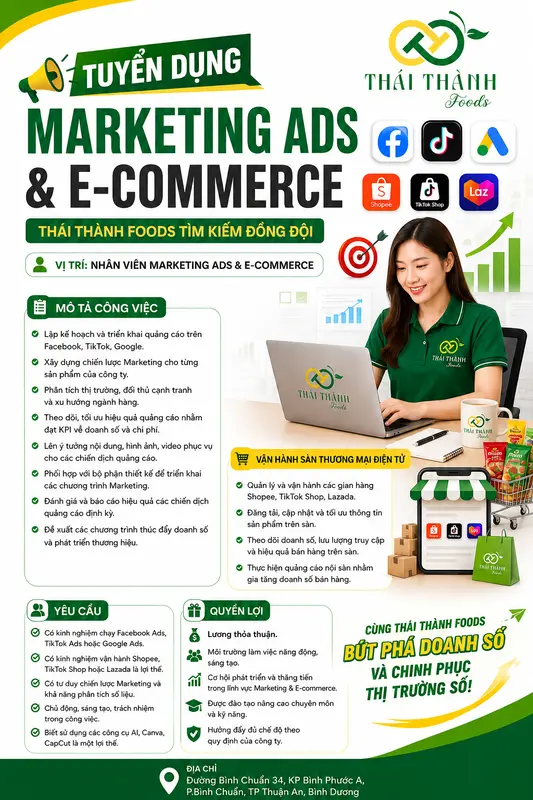 Nhân Viên Marketing Ads & E-Commerce | Bình Dương