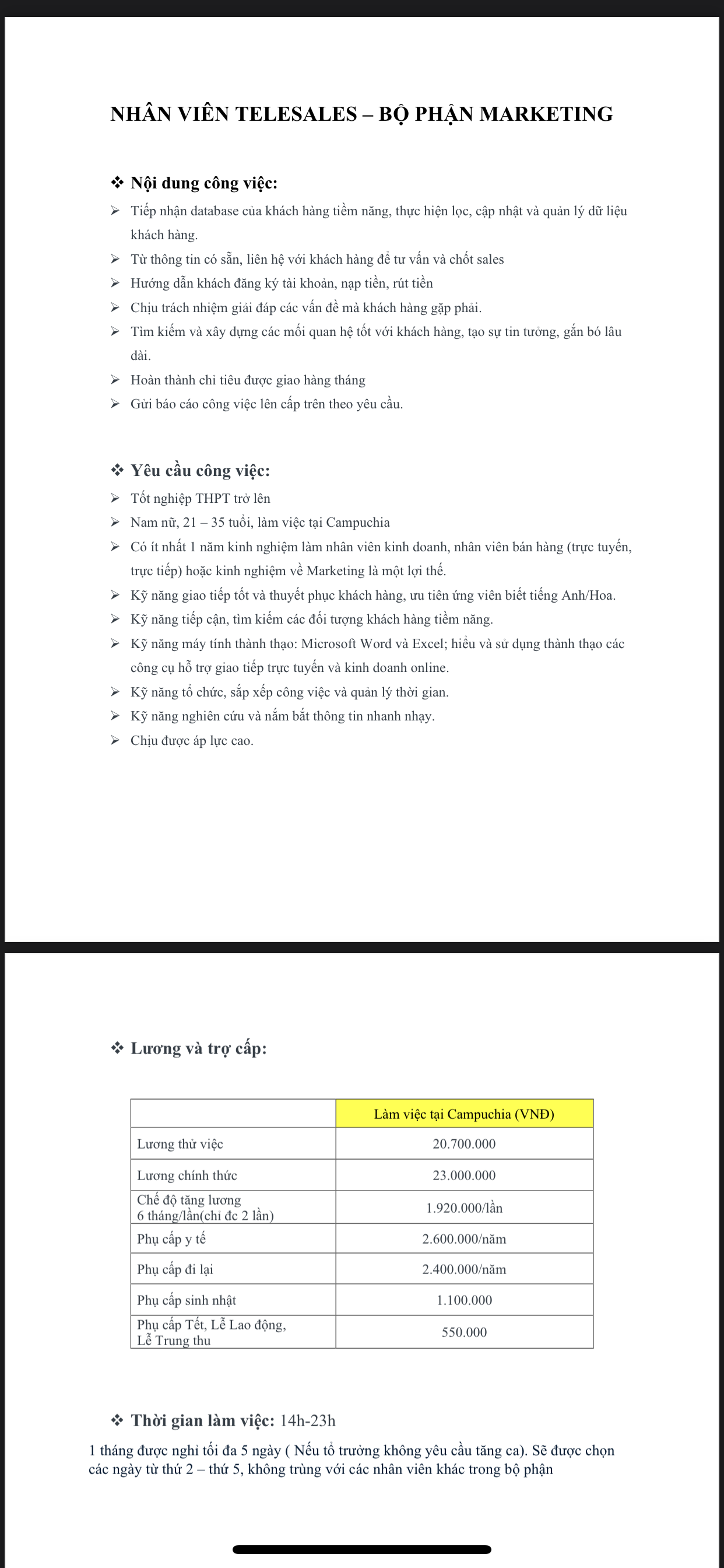 Nhân viên Telesales