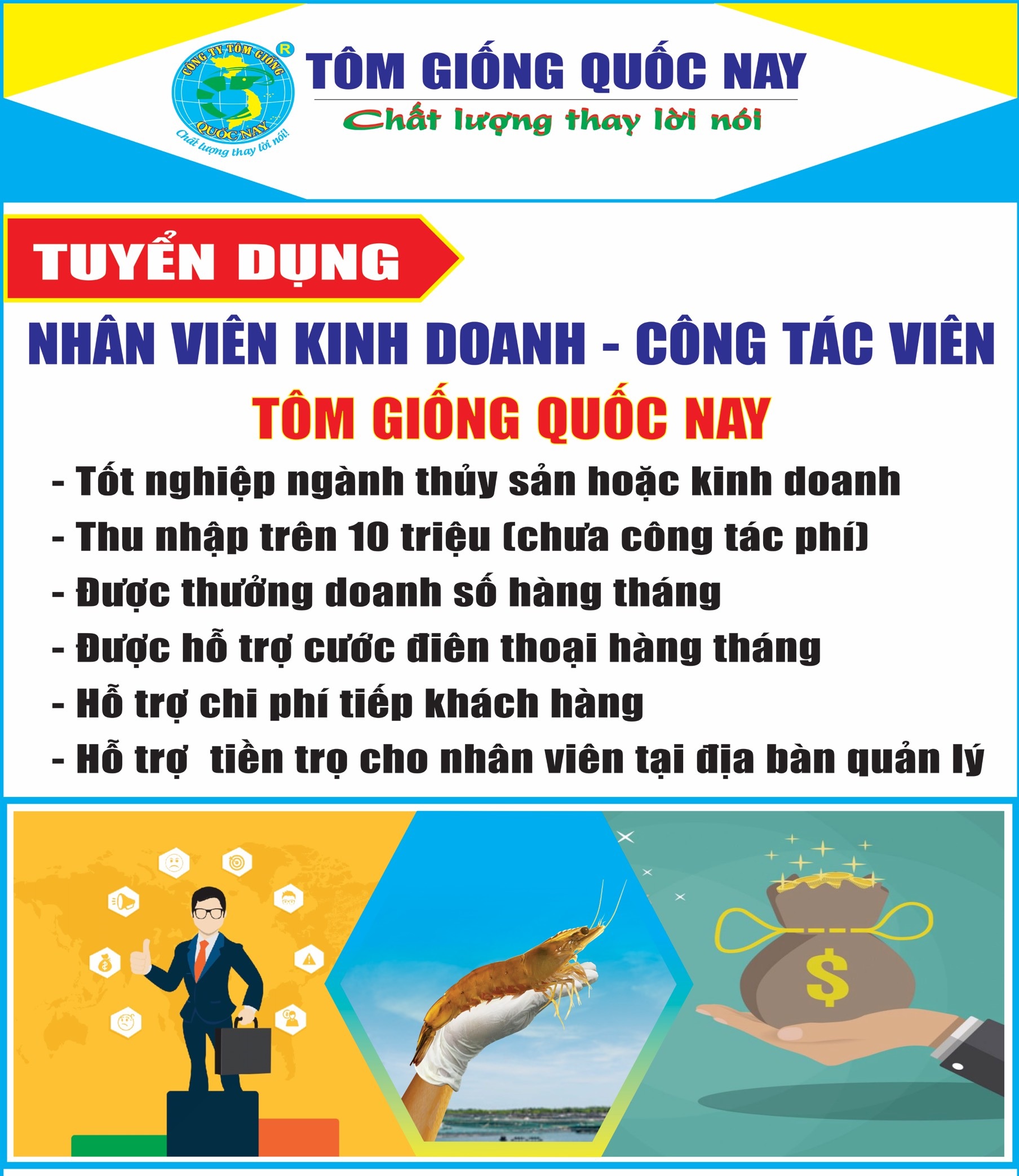Nhân viên kinh doanh/công tác viên tôm giống