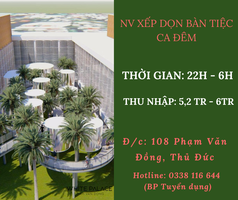 Nhân viên xếp dọn bàn tiệc ca đêm tại TPHCM