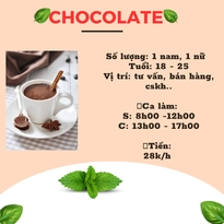 Tuyển 2 NVBH phụ bán các mặt hàng thức uống